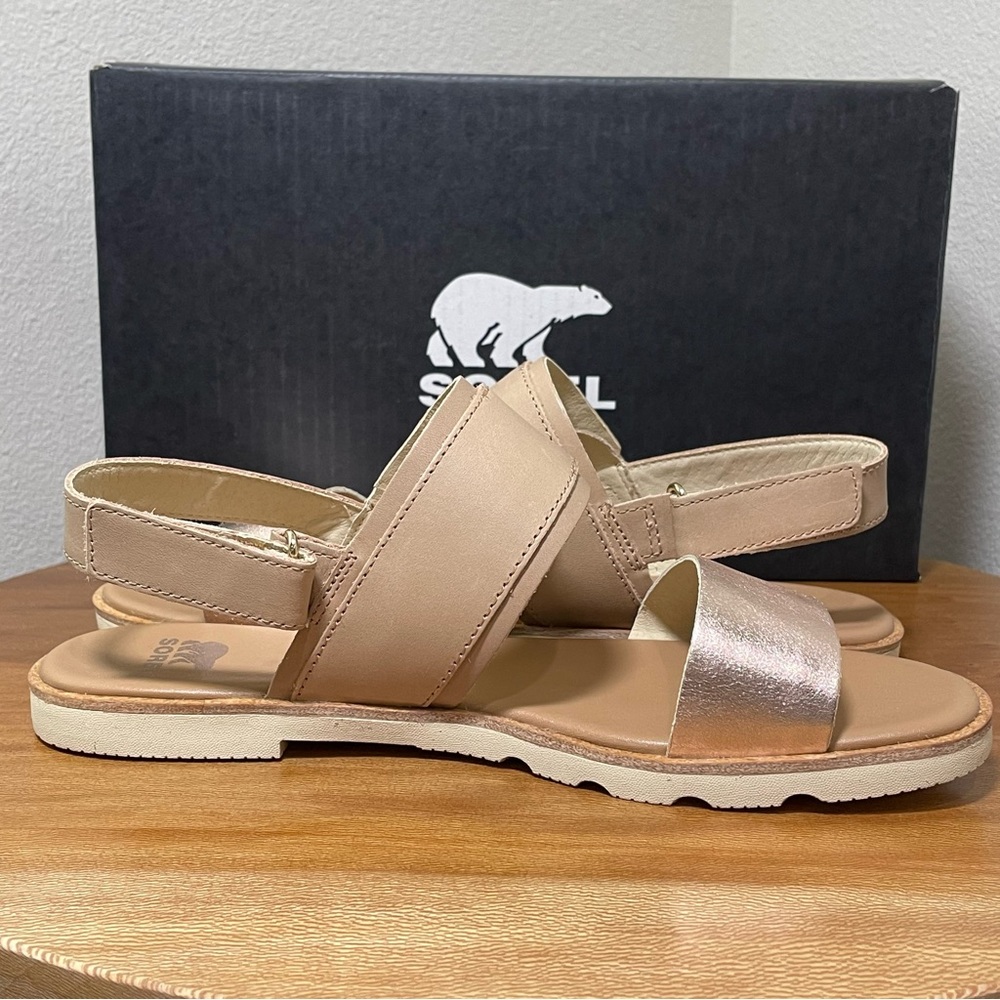 New in Box SOREL Ella III Slingback Sandal Honest Beige/Honey White Size 8.5 - Picture 10 of 14